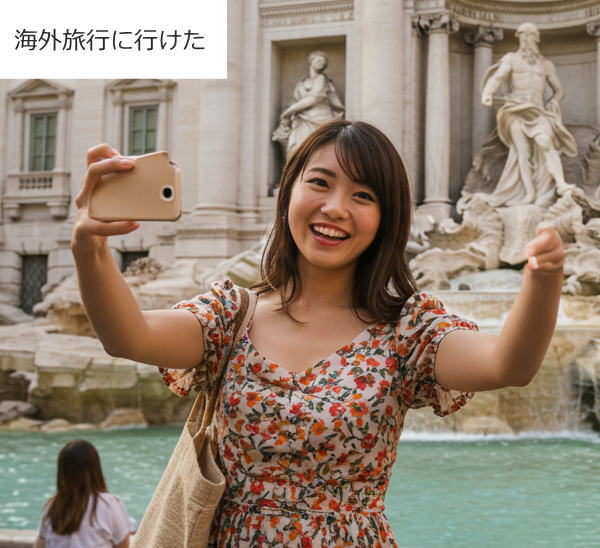 予算より安かったので海外旅行にいきました。