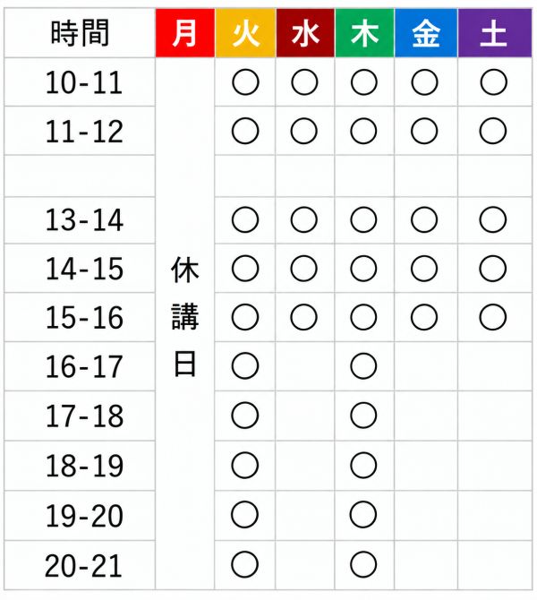 教室の時間割